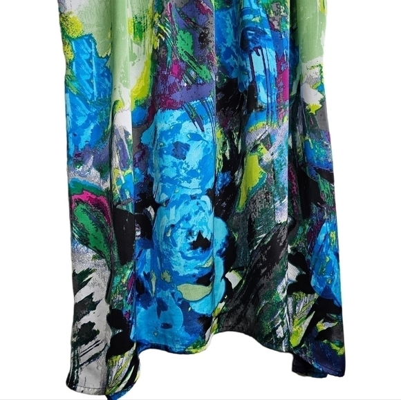 Lane Bryant halter top satin water color floral green white blue grey 18… - Picture 5 of 9